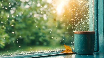 Poster - A photograph showcasing the captivating patterns created by raindrops clinging to a windowpane symbolizing the beauty and essential nature of water in our environment