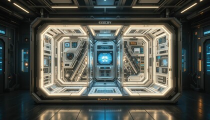 Poster - Futuristic Sci-Fi Laboratory Interior with Advanced Technology Design