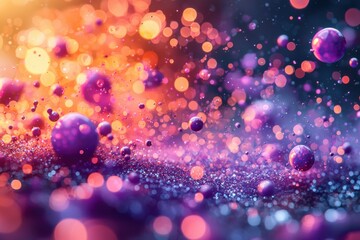 Poster - Abstract background with colorful bokeh lights and vibrant, sparkling glitter, creating a magical and festive atmosphere, perfect for celebrations and special occasions.