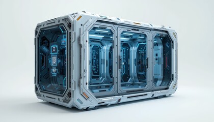 Poster - Futuristic Sci-Fi Container with High-Tech Panels and Lighting