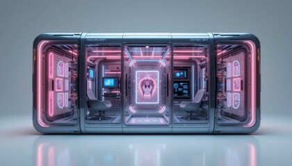 Poster - Futuristic Gaming Room with Neon Lights and High-Tech Equipment