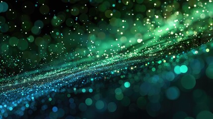 Poster - An abstract background showcasing a vibrant green hologram effect with light particles, creating a dynamic visual experience perfect for technology and design themes.