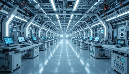 Poster - Futuristic Technology Lab with Advanced Equipment and Workstations