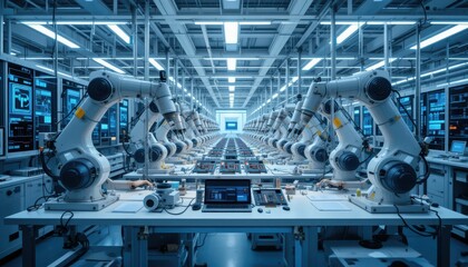 Poster - High-Tech Robotics Automation in Modern Manufacturing Facility