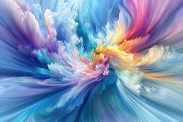 Fototapete - An abstract and dynamic explosion of vibrant colors blending together seamlessly, creating a visually captivating and artistic background with a sense of movement.
