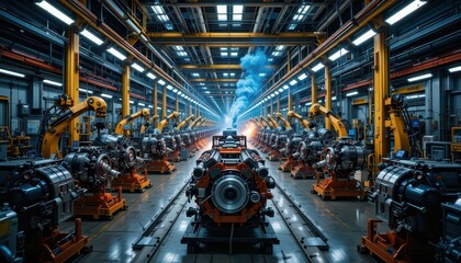 Poster - Industrial Manufacturing Facility with Advanced Machinery and Robotics