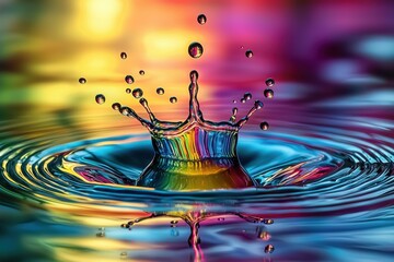 Poster - a mesmerizing display of water droplets colliding to create a crown-like splash, showcasing a vibran