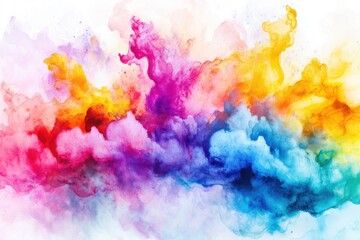Poster - An explosion of vibrant watercolor paints blending seamlessly, creating a captivating abstract background ideal for creative projects and eye-catching designs.