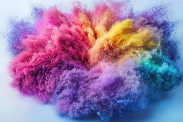 Poster - Vibrant explosion of colorful powder, creating a mesmerizing abstract cloud of hues, ideal as a dynamic background or a symbolic representation of energy and creativity.