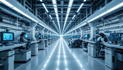 Poster - Advanced Industrial Production Facility with Modern Workstations