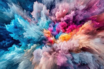 Poster - An incredible explosion of multicolored paint creates a dynamic and captivating abstract background, with a mesmerizing array of hues blending together in a vibrant display.