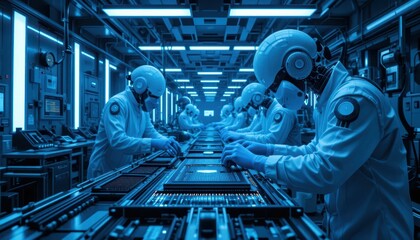 Poster - Futuristic Laboratory with Scientists Working on Advanced Technology