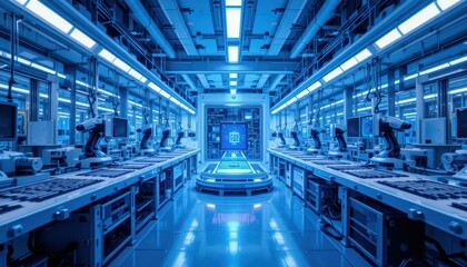 Poster - Modern Automated Factory Interior with Advanced Robotics Technology