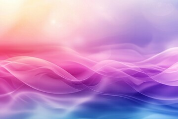 Poster - A smooth, flowing abstract background featuring pastel gradients of pink, purple, blue, creating a serene and dreamy atmosphere, perfect for web design and digital artwork.