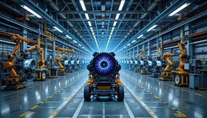 Poster - Advanced Manufacturing Facility with Robots and Jet Engine Components