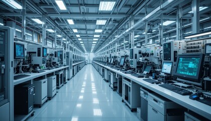 Poster - High-Tech Electronics Manufacturing Facility with Advanced Equipment