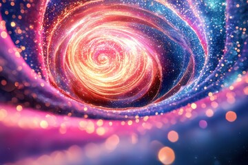 Fototapete - An abstract vortex of vibrant colors, swirling with energy and light, creating a mesmerizing and dynamic visual effect with cosmic glow and deep dimension.