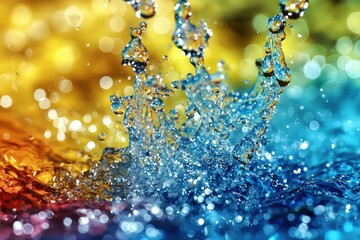 Poster - dynamic splash of water droplets frozen mid-air, capturing the essence of motion and transparency ag