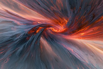 Poster - A mesmerizing abstract vortex of swirling energy, blending fiery reds and cool blues, creating a dynamic and powerful visual effect with intricate details throughout.
