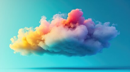 Poster - A dynamic digital cloud-like structure in bright colors, creating a futuristic look against a vibrant blue background.