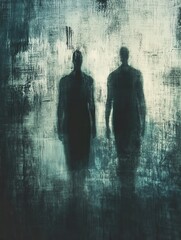 Aufkleber - Shadows emerge from a dark and abstract background filled with fear and mystery at twilight Generative AI