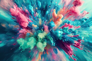 Poster - a vibrant explosion of colorful paint creates a dynamic and eye-catching abstract background, with s