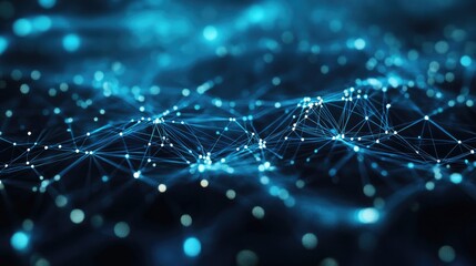 Poster - A futuristic technology background featuring an abstract digital network with glowing nodes and connections, symbolizing digital advancement.