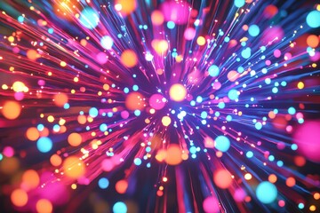 Poster - A dazzling display of vibrant, light bursts and colorful streaks, creating an energetic, abstract background perfect for modern designs and digital art projects.