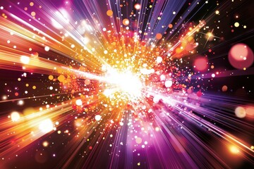 Poster - A dynamic burst of light and color emanating from a central point, creating an energetic and vibrant abstract background perfect for creative designs and presentations.