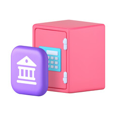 Poster - Banking financial money protection storage investment fund 3d icon realistic vector illustration. Bank safe currency deposit treasure confidential savings wealth trust system finance safety security