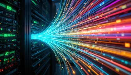 Poster - Data Stream Flowing from Digital Server in High-Tech Environment