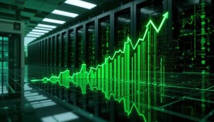 Poster - Digital Growth Arrow with Data Center Background and Technology Theme