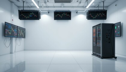 Poster - Modern Trading Room with Advanced Monitors and Control Unit