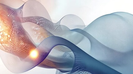 Poster - Abstract Flowing Data: A dynamic and abstract image, featuring swirling, interconnected lines in a vibrant color gradient of blues and oranges, reminiscent of flowing data and digital energy.