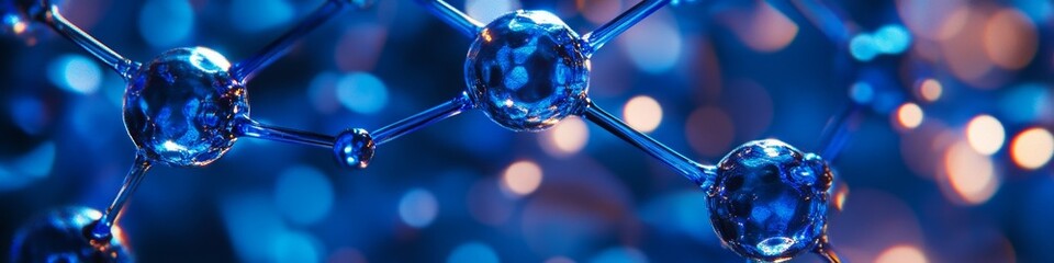 Poster - Luminous Structure Connected Blue Nodes with Bright Energy Pathways. Vibrant, Saturated Design.