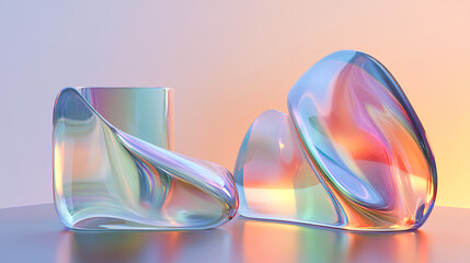 Poster - glass shapes with colorful reflections