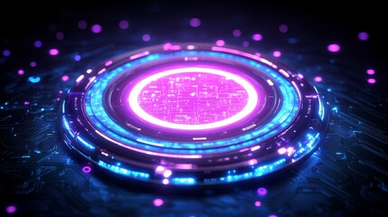 Poster - Futuristic portal with glowing neon lights energy core technology concept modern sci-fi design advanced innovation abstract background