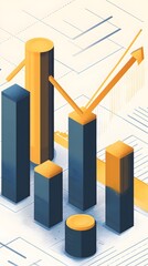 Poster - Informative graph bar with a bar chart in the background illustrating investment strategy and financial planning