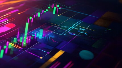 Poster - A vibrant and colorful abstract background perfect for stock market themes and creative illustrations with copy space