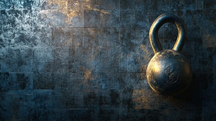 Poster - Kettlebell on gym floor with soft lighting for fitness motivation and workout inspiration Generative AI