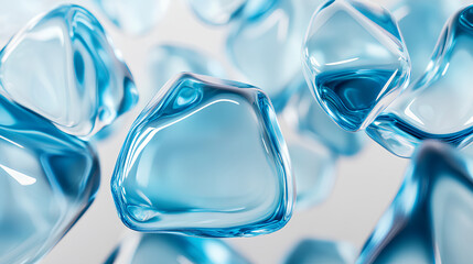 Poster - minimal geometric background with blue glass shapes