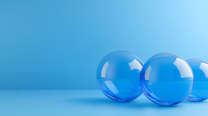 Poster - minimal geometric background with blue glass shapes