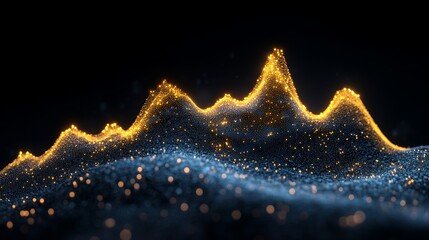 Poster - Abstract data stream visualization with glowing particles dynamic waveform for digital technology and futuristic background with smooth gradient color