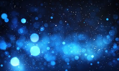 Poster - Stunning abstract blue background featuring vibrant floating bokeh lights and sparkling particles creating a dreamy atmosphere for design projects