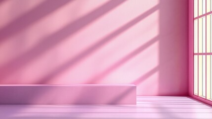 Poster - A pink room with a bench and a window
