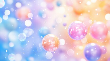 Poster - A vibrant, colorful background filled with soft bubbles and a dreamy atmosphere, creating a whimsical and playful ambiance.