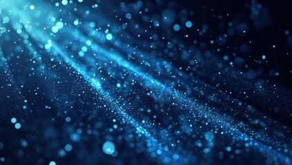 Poster - Stunning Blue Light Rays with Soft Bokeh Effect on a Dark Background for Backgrounds, Abstract Artwork, and Visual Projects