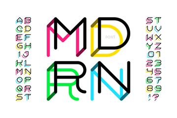 Poster - modern. trendy style font design, alphabet letters and numbers vector illustration