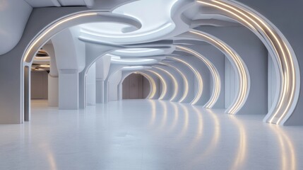 Poster - A large, empty room with white walls and a white ceiling