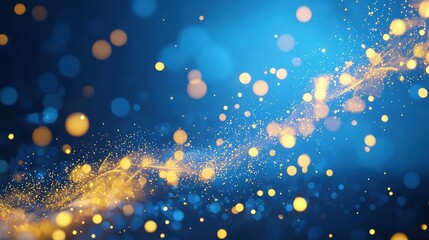 Poster - A mesmerizing background featuring a swirl of blue and gold bokeh lights, creating a sense of depth and enchantment.